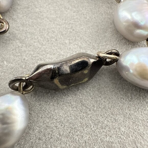 RLM Studio Robert Lee Morris Bracelet Sterling Silver Pearl Modernist Chain 8" - Picture 13 of 16